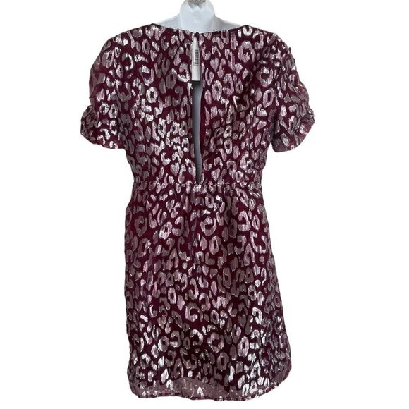 NWT Aqua Metallic Leopard-Pattern Dress Dark Red Size L - Picture 7 of 10